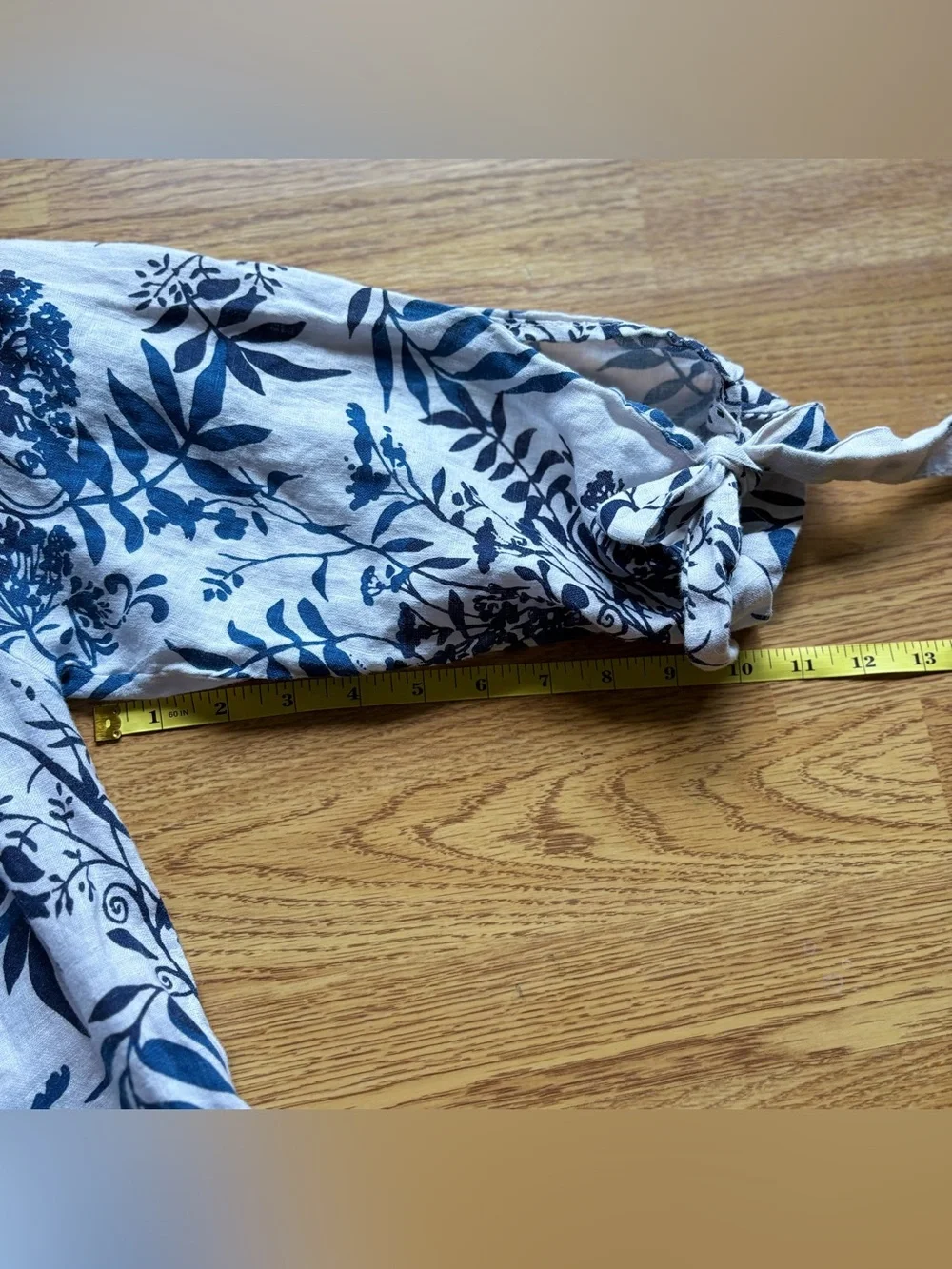 Valentina Naldi Blue White Floral Off-Shoulder Shift Dress Ties Linen Coastal L
